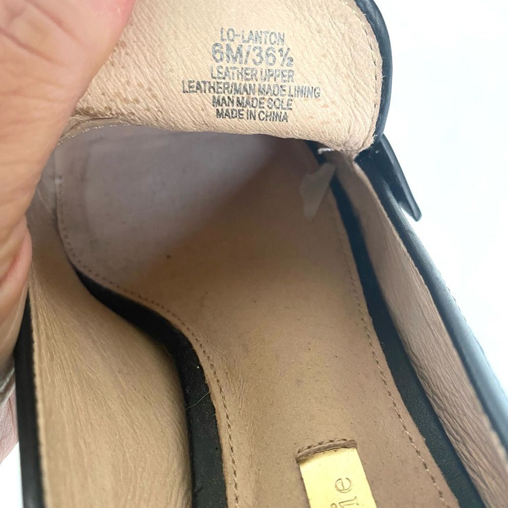 LOUISE ET CIE LANTON LEATHER LOAFER 6M BLACK W/ GOLD BLOCK HEEL 6 - Picture 9 of 10